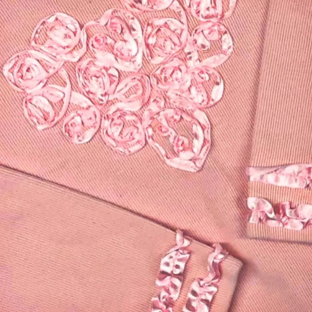 Girls Size 6 Pink Ruffled Top & Butterfly Cords